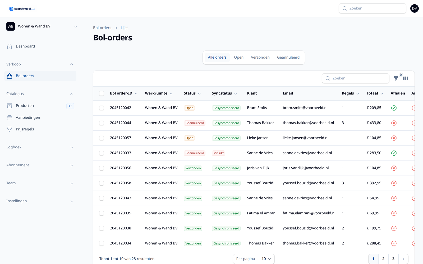 Orders dashboard