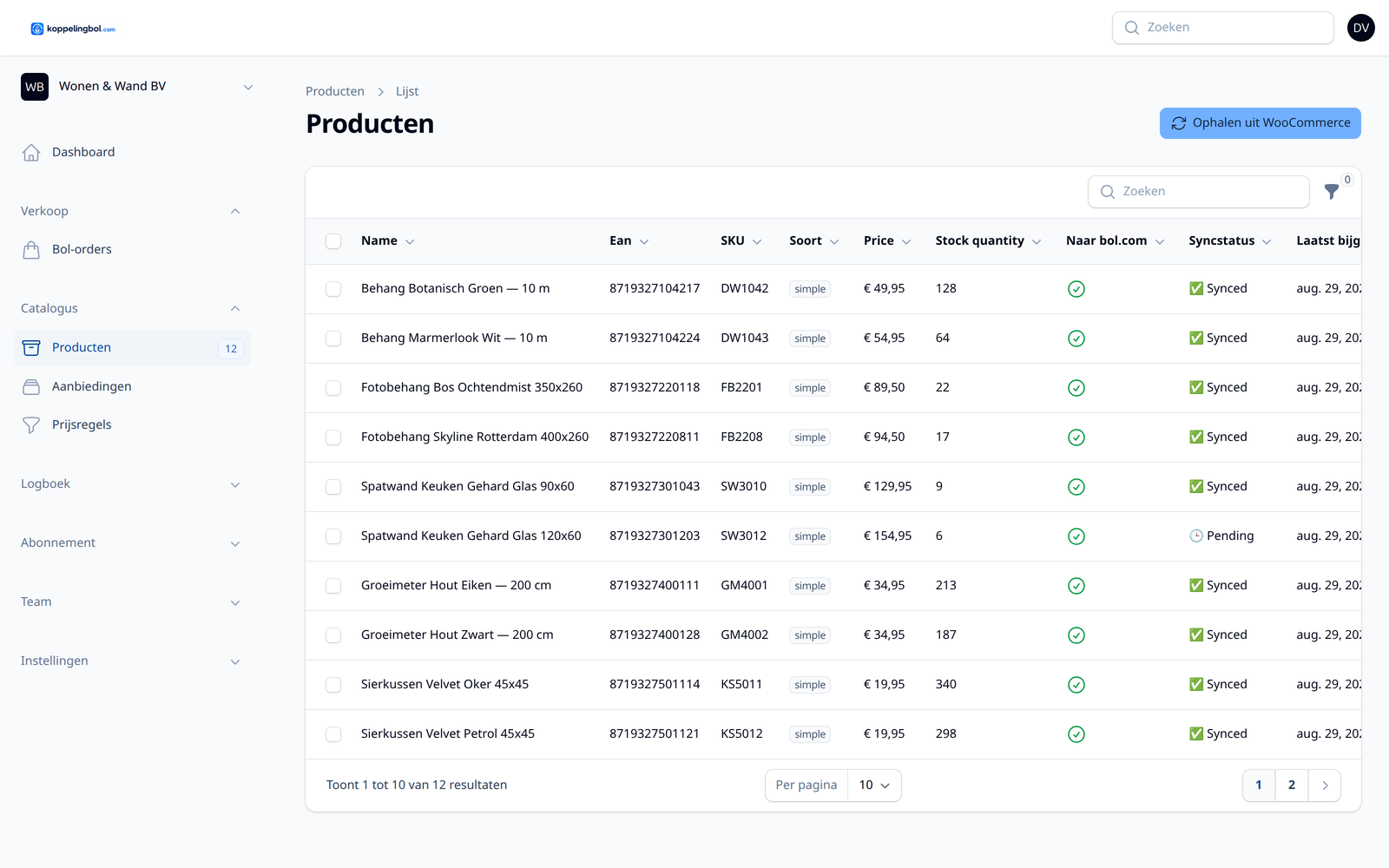 Productcontent uploaden